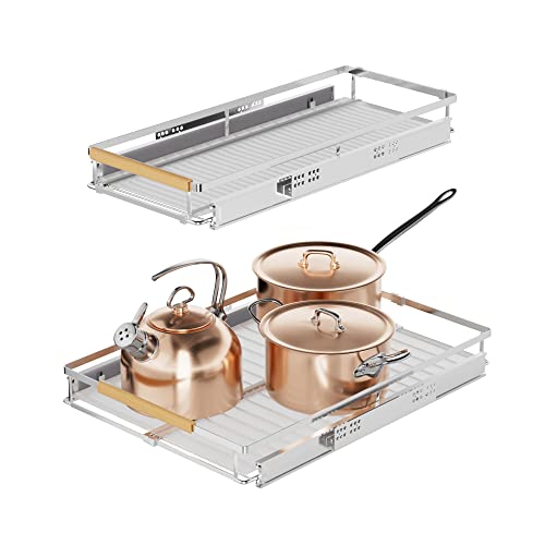 Pull Out Cabinet Organizer (S:12.1~18.4" W x 22.5" D / Chrome-2pack)