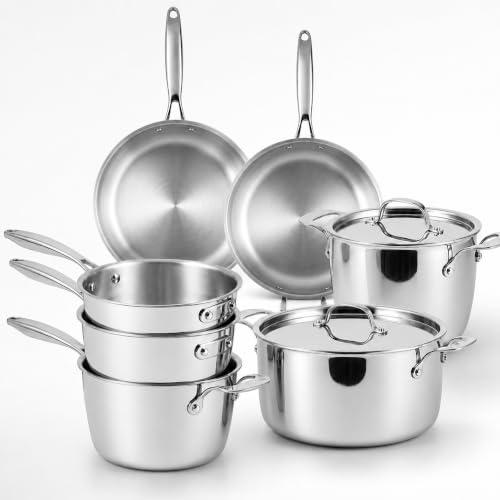 Pro-Smart 9-Piece, 3.1mm Tri-Ply Clad Stainless Steel Cookware Set