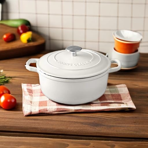 Dutch Ovens Enameled Cast Iron Covered 5.5 Quart Dutch Oven with Dual Handle for Bread Baking