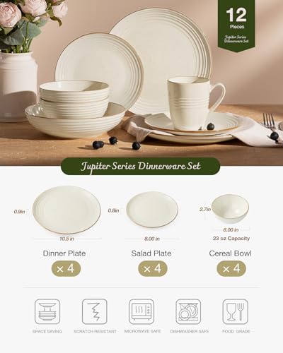 Jupiter Plates and Bowls Sets with Rim (12 Count)