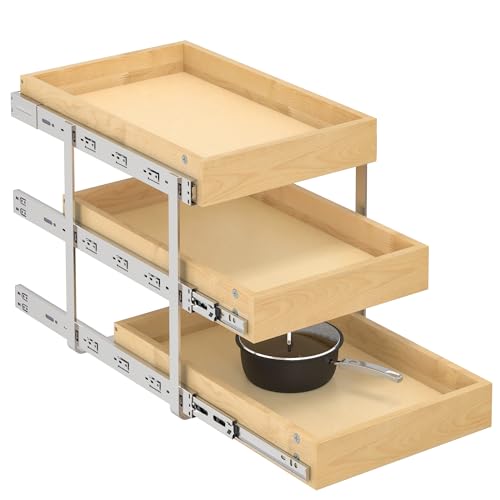 3 Tier Pull Out Cabinet Organizer with Soft Close (14''W x22''D / 3 Tiers)