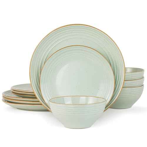 Jupiter Plates and Bowls Sets with Rim (12 Count)