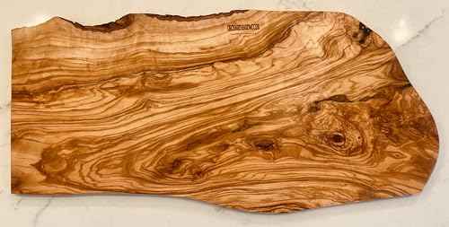 26" X Wide Rustic Handmade Bark Edge Olive Wood Charcuterie Board by Orchard Hardwoods
