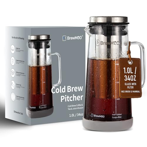 Airtight Cold Brew Coffee Maker Pitcher (Gray / 34 Ounces)