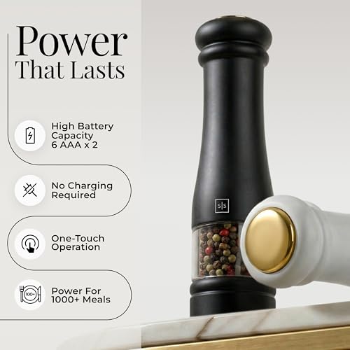 Electric Salt and Pepper Grinder Set (Black/White)