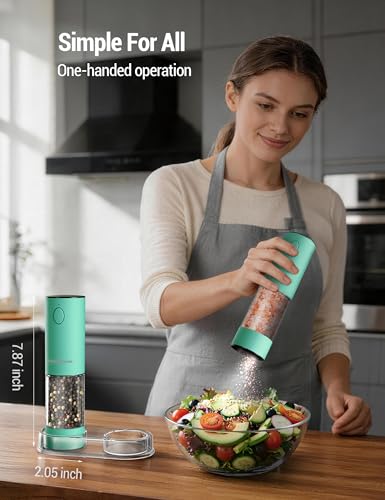 Electric Salt and Pepper Grinder Set (Large / Mint Green)