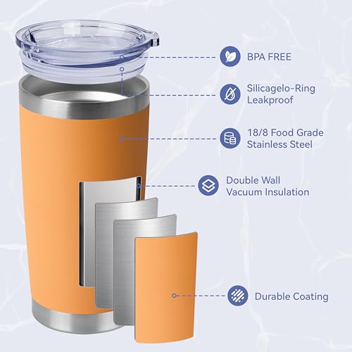 20oz Stainless Steel Tumblers Bulk (Orange-A / 4 Count (Pack of 1))