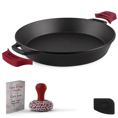 Cast Iron Skillet + Chainmail Scrubber (Dual Handle Skillet / 15")
