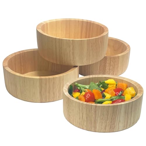 Woodard & Charles Rubberwood Ind Salad & Snack Bowls (6.5" x 2.5" Rubberwood Individual Bowls - Set of 4)