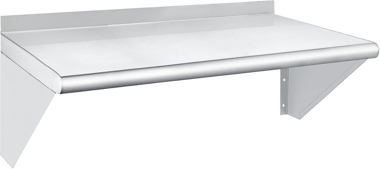 HARDURA Stainless Steel Shelf 14" x 24", 240lb Commercial Shelves Wall Mount Metal Shelving with Backsplash and Brackets for Kitchen, Restaurant, Laundry Room and Home