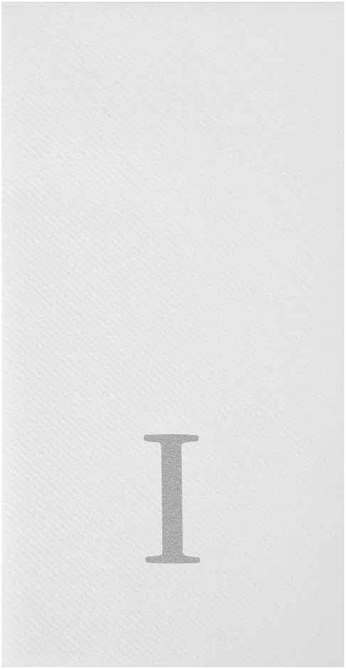 Luxenap 15.8 X 7.9 Inch Linen-Feel Guest Towels, 2000 Lettered Hand Towels - Silver Letter 'I', Sans Serif Font, White Paper Dinner Napkins, airlaid, For Restrooms And Tables - Restaurantware
