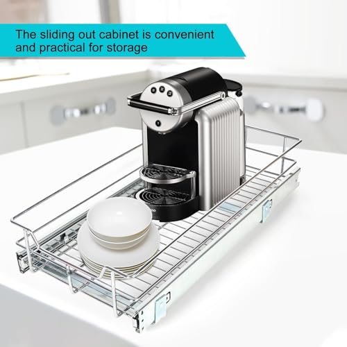 Pull Out Cabinet Organizer 18" W X 17" D (1 Tier - Chrome-Plated / 18" W X 17" D)