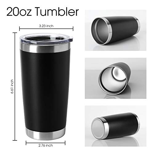 20oz Tumblers Bulk Stainless Steel Cup with Lid Double Wall Vacuum Insulated Coffee Mug for Cold & Hot Drinks 8 Pack (Black-A / 8 Count (Pack of 1))