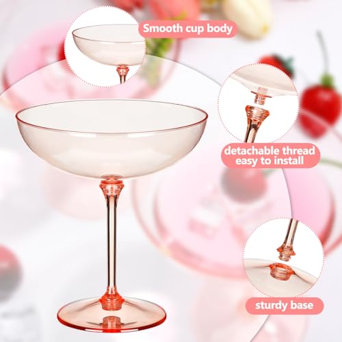24 Pcs Plastic Coupe Glasses 9 oz Disposable Martini Glasses for Cocktails (24 Count)