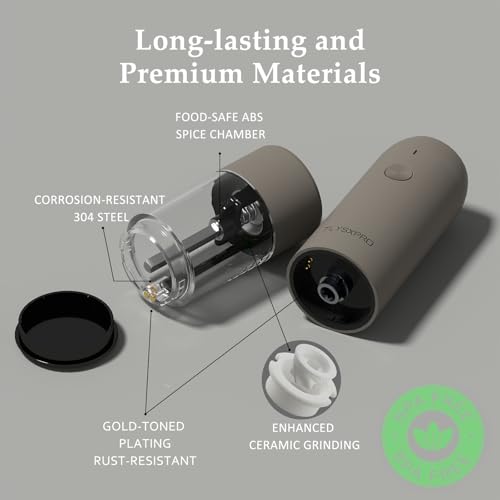 Electric Salt and Pepper Grinder Set (Greige)