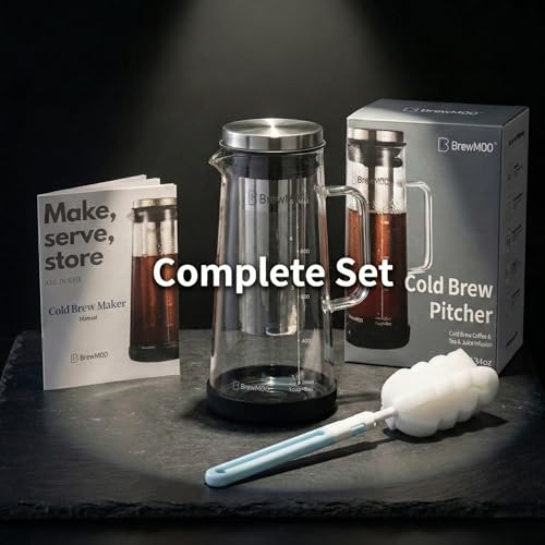 Airtight Cold Brew Coffee Maker Pitcher (Black / 34 Ounces)