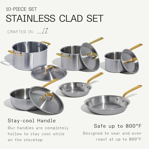 Cookware 10 Piece Stainless Steel Pot and Pan Set
