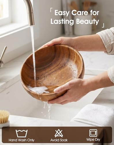 Wooden Salad Bowls Set of 3 (Brown 3 Sizes(set of 3))