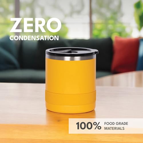 Recess Lowball 10oz Stainless Steel Tumbler Whiskey Glass w (10 Ounces / Citrus Yellow)