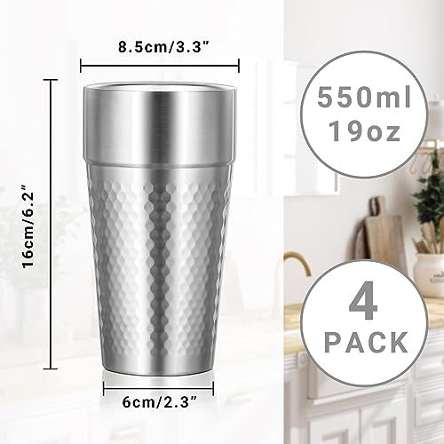 Stainless Cups (stepped diamond-patterned / 19oz,4pcs)