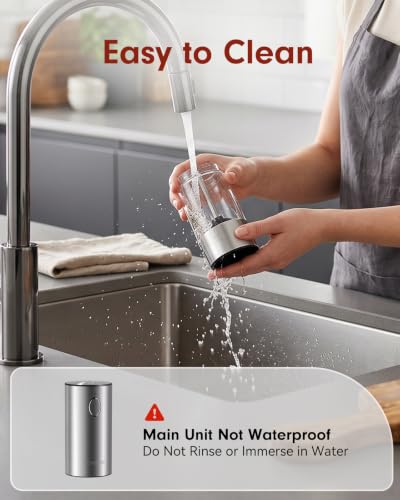 Larger Capacity Rechargeable Electric Salt and Pepper Grinder Set (Silver)