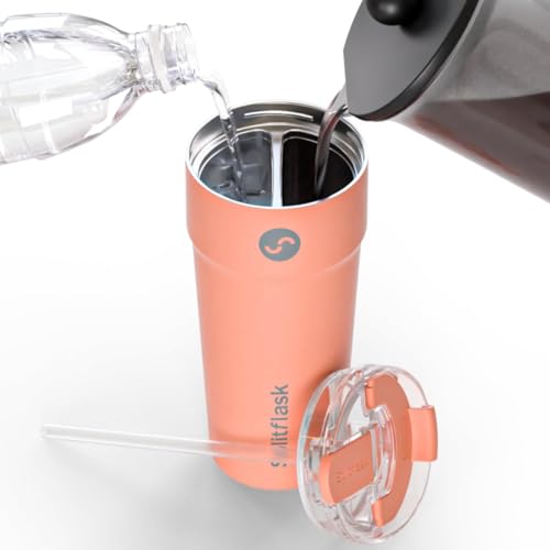 Stainless Steel Insulated Tumbler Cup with Straw & Sip Lid (Orange)
