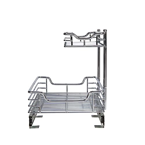 Glidez 2‑Tier Large Multipurpose Chrome‑Plated Steel Pull‑Out (Undersink / 12.25" - Extended)