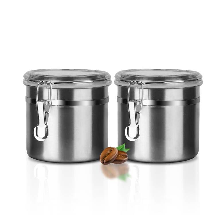 Stainless Steel Food Container with Clear Lids Airtight Storage Container Stackable Small Canisters Kitchen Pantry Storage for Cereal