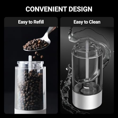 110ml Rechargeable Electric Salt and Pepper Grinder Set (Large / Pearly White)