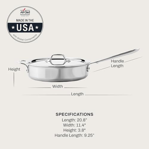 D3 Stainless Steel 3 Qt Sauté Pan with Lid