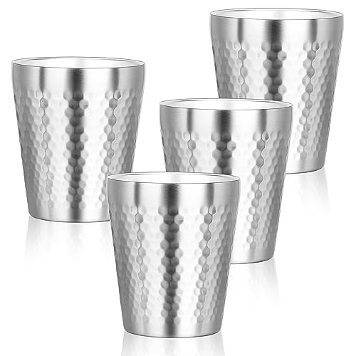 Stainless Steel Cups Double Wall (diamond-patterned / 10oz,4pcs)