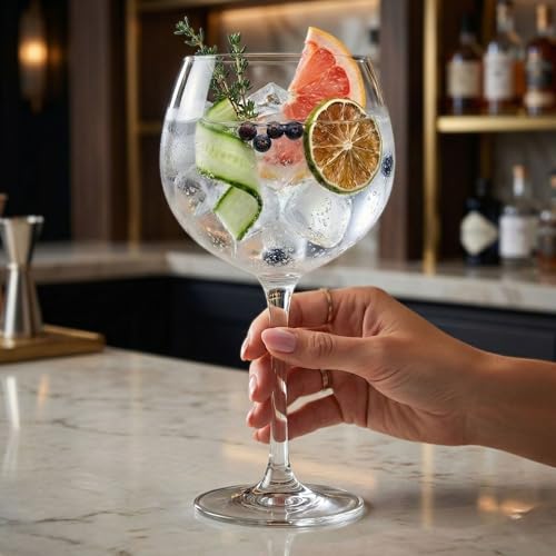 Voglia Nude 20 Ounce Gin Balloon Glasses Set Of 12 Crystal Red Wine Glasses (12 Count)