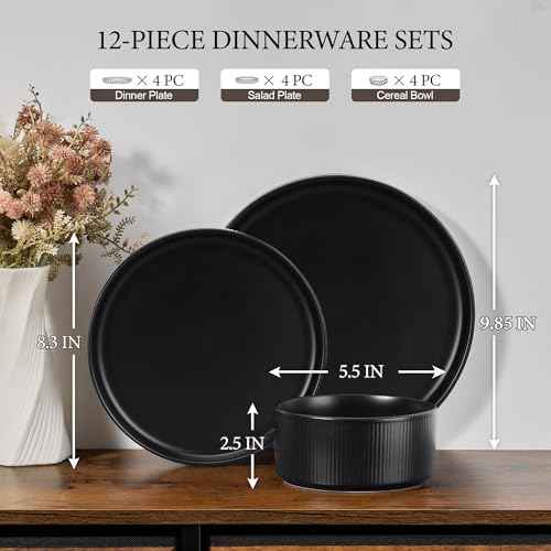12 Piece Plates and Bowls Sets (4 Count)