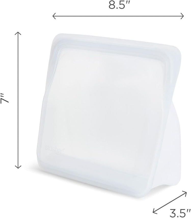 Stasher Premium Silicone Reusable Food Storage Stand-Up Mid Bag, Deep Ocean, Microwave, Sous Vide, Dishwasher, Oven and Freezer Safe, BPA Free, Leak-free, Eco-friendly, 56 Oz
