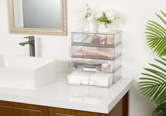 12.1''W Clear Stackable Storage Drawers (3 Count)