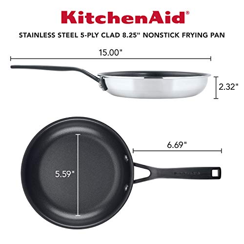 5 Ply Clad Polished Stainless Steel Nonstick Fry Pan