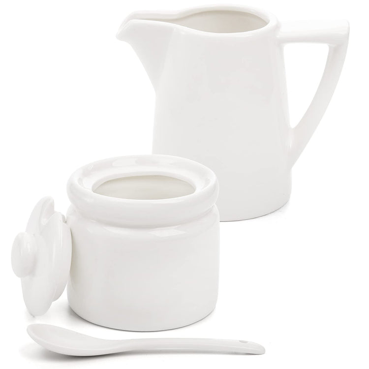 Set of 4 Porcelain Creamer and Sugar Set with Saucer