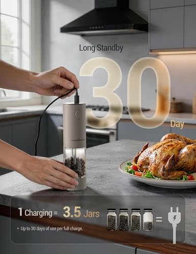 Electric Salt and Pepper Grinder Set (Large / Greige)