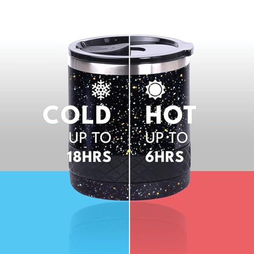 Recess Lowball 10oz Stainless Steel Tumbler Whiskey Glass w (10 Ounces / Black Speckle)