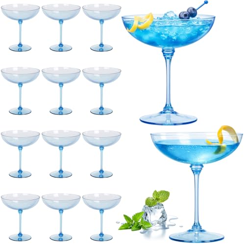 12 Pcs Plastic Coupe Glasses 9 oz Disposable Martini Glasses for Cocktails (12 Count)