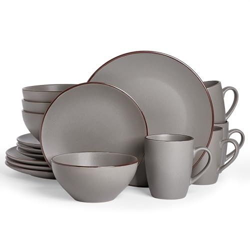 Venus Dinnerware Sets with Mugs (Dark Gray / Serves 4 (16pc w/ Mug))