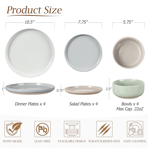 12 Piece Ceramic Dinnerware Set