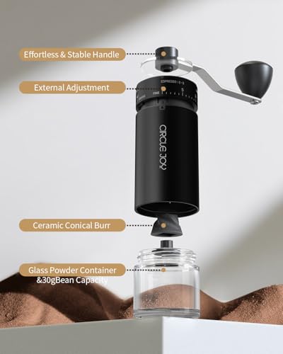 Mini Manual Coffee Grinder with 40 External Adjustable Settings and Ceramic Conical Burr (Black)