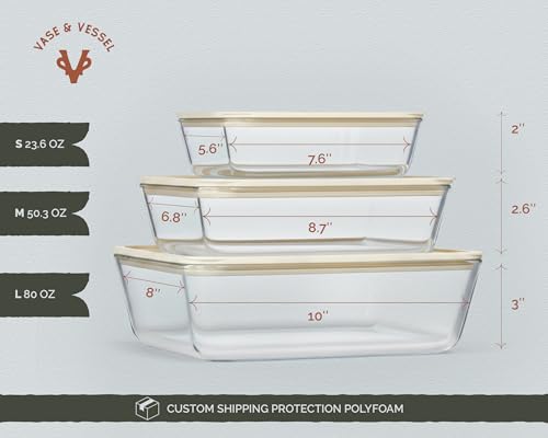 Non Toxic Glass Storage Container Set (Rectangular - Set Of 3)