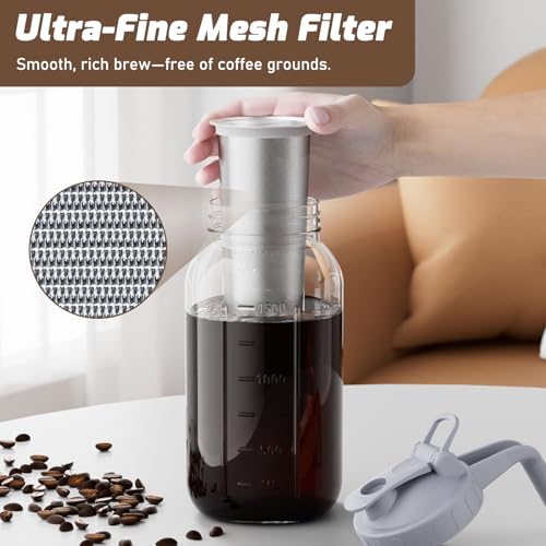 Cold Brew Coffee Maker (64 Ounces / 2Pack-Gray)