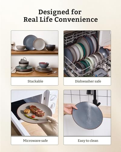 Venus Stoneware Dinnerware Sets with Pasta Bowls (Multicolor / Serves 4 (16pc w/ Pasta Bowl))