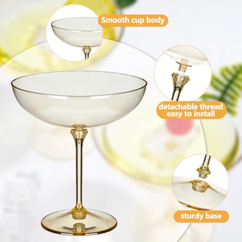 12 Pcs Plastic Coupe Glasses 9 oz Disposable Martini Glasses for Cocktails (12 Count)