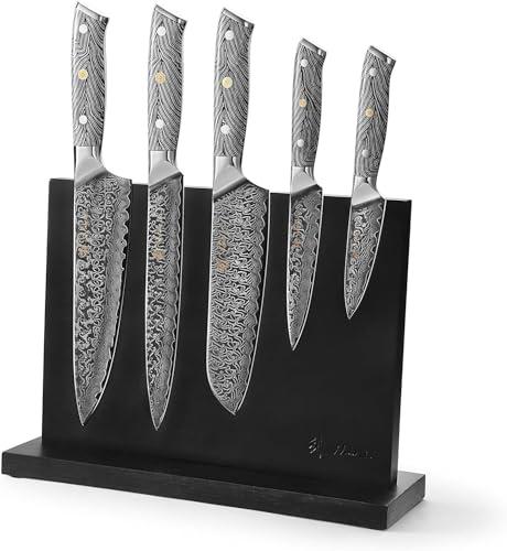 Noir Blanc VG10 Damascus Knife Block Set