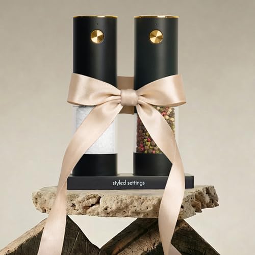 Electric Salt and Pepper Grinder Set Rechargeable (Black)