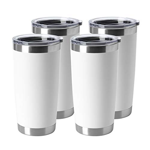20oz Stainless Steel Tumblers Bulk (White-A / 4 Count (Pack of 1))